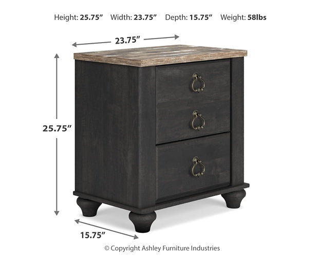 Nanforth King/California King Panel Headboard with Mirrored Dresser, Chest and 2 Nightstands